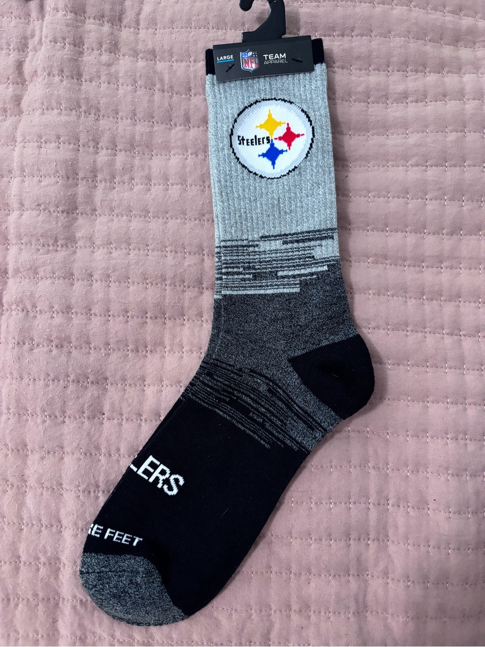 NFL Pittsburgh Steelers Gray & Black Crew Socks NWT